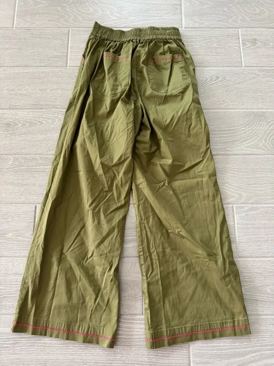 PROJECT ADAMO Profeta Pants in Olive Green w/ Orange Rick Rack Size Large VGUC - Picture 8 of 8